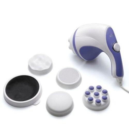 Aparat masaj, relaxare si tonifiere muschi, alb-albastru, 21cm, 220V, accesorii incluse, New Generation by Urban Trends ®