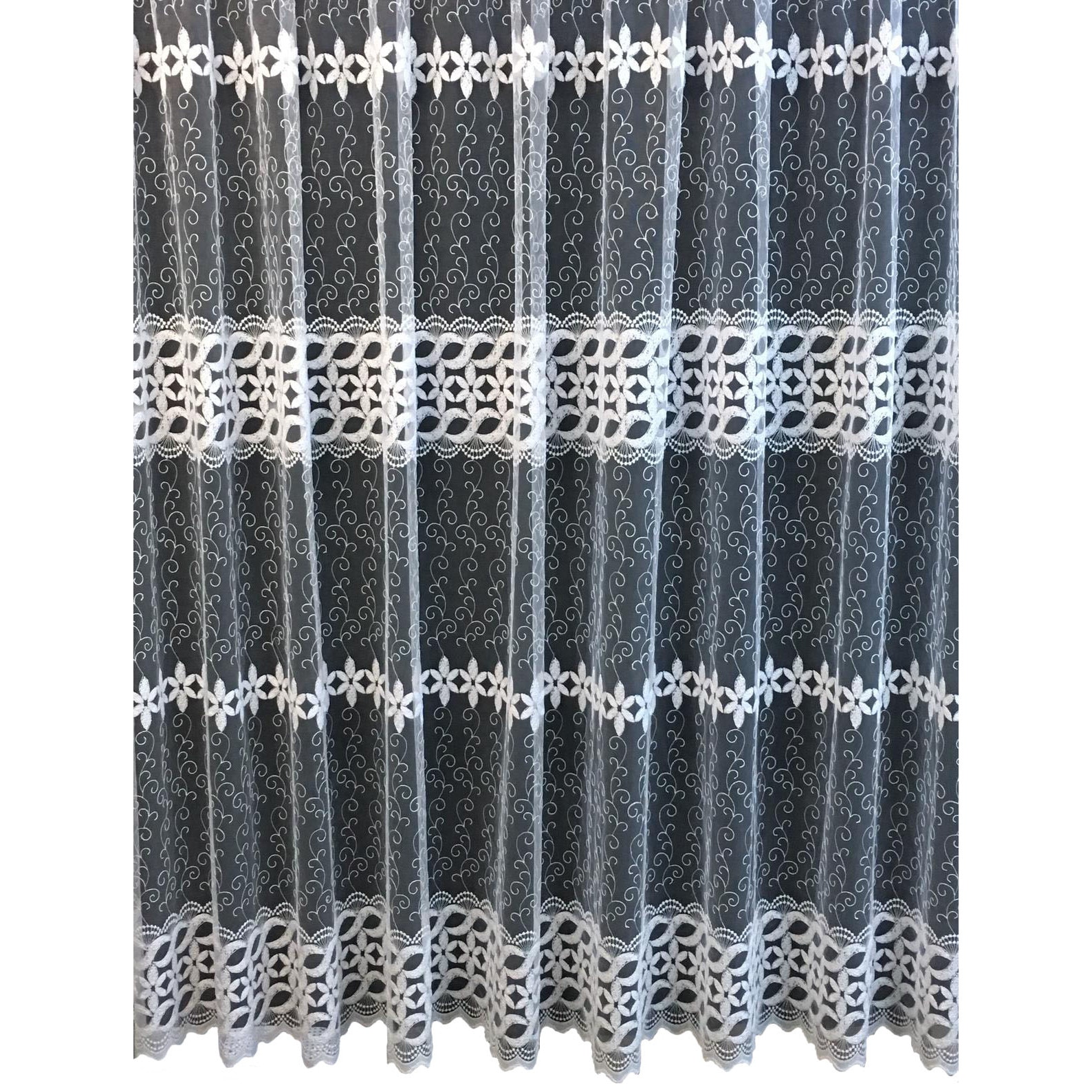 Perdea alba cu broderie alba 200x245cm by Liz Line - RD1062