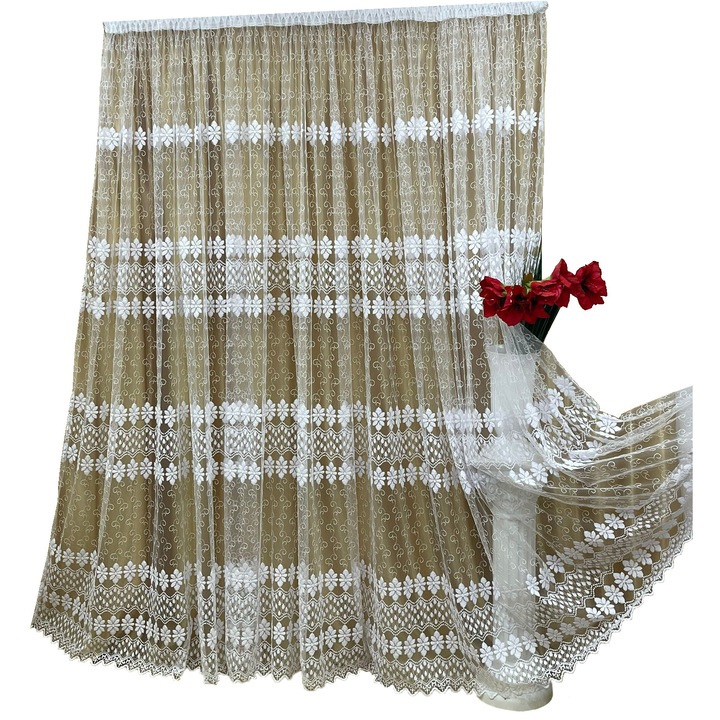 Perdea brodata, culoare alba, colectia Baroc by Liz Line, 200x245cm, cu rejansa - RD1122