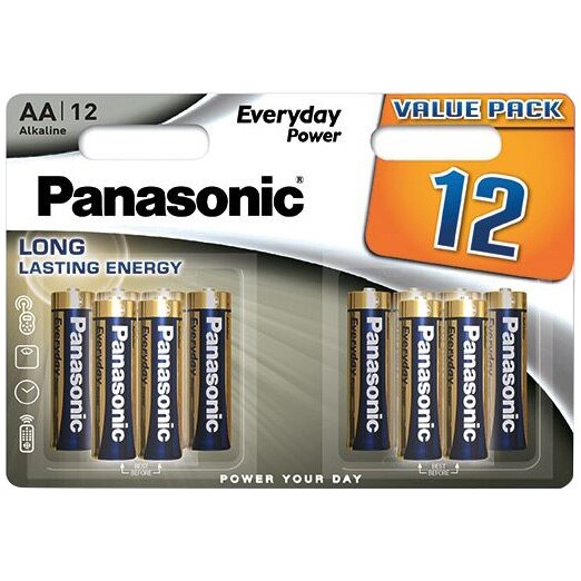Baterii Panasonic Alkaline Everday Power AA, 12 Buc