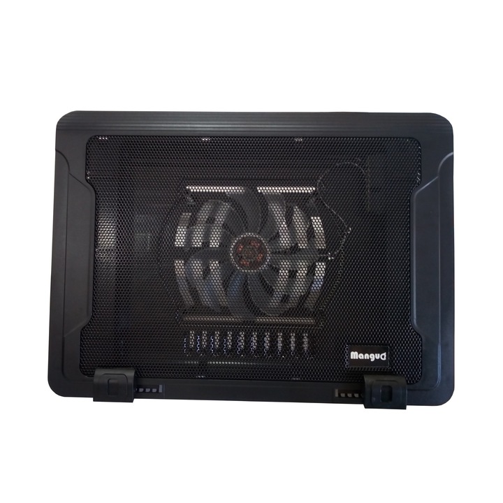 Охлаждащ охладител за лаптоп, вентилатор 14 см, 2 USB порта, регулируема височина, черен цвят