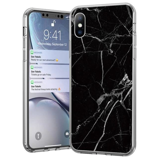 Husa iPhone X / XS TPU Marble Neagra