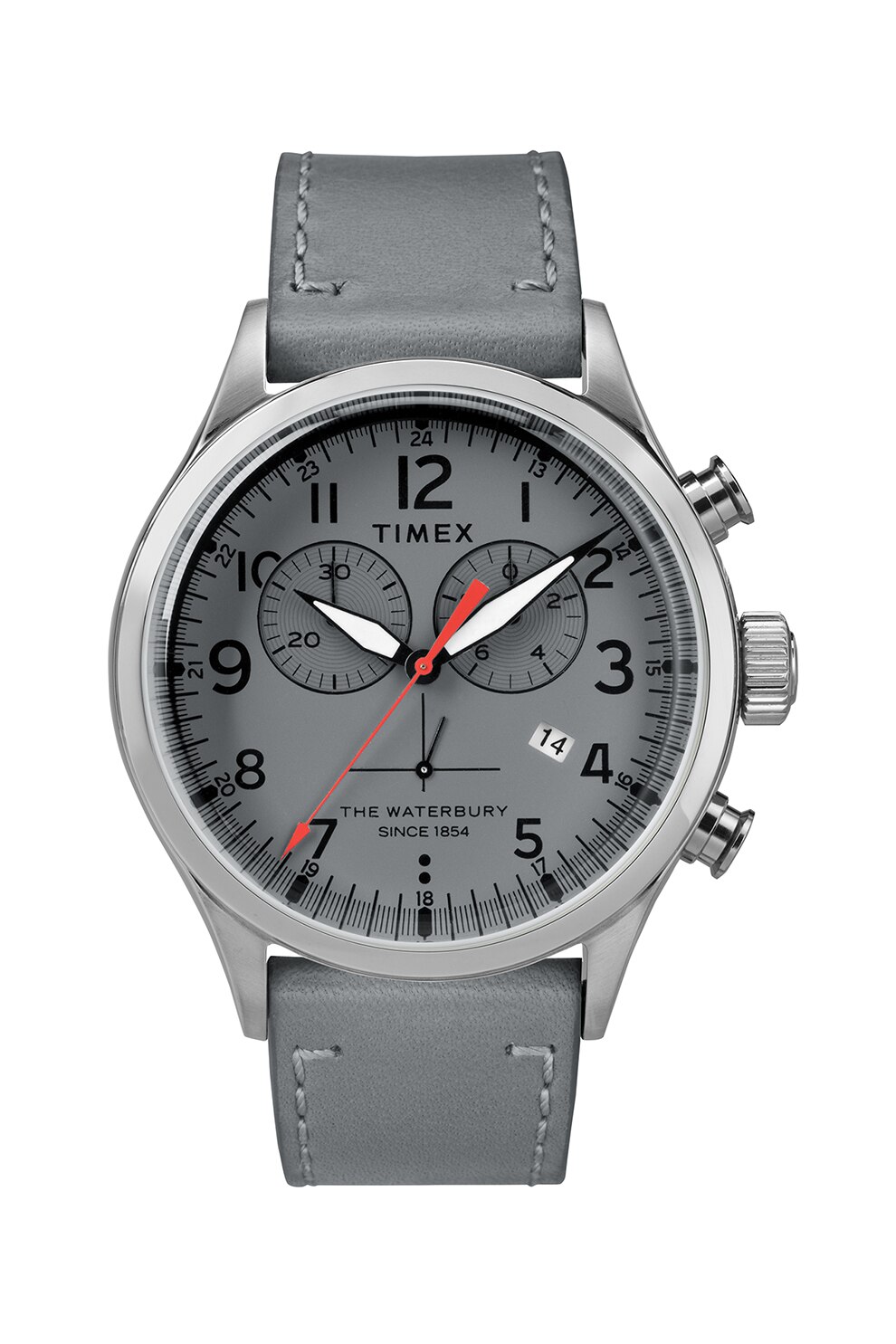 Timex, Ceas cronograf cu o curea de piele, Gri/Argintiu