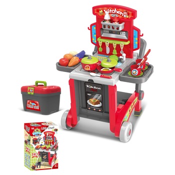 Bucataria pentru copii Buba Little Chef 008-930, Valiza, Rosie Bucataria pentru copii Buba Little Chef 008-930, Valiza, Rosie