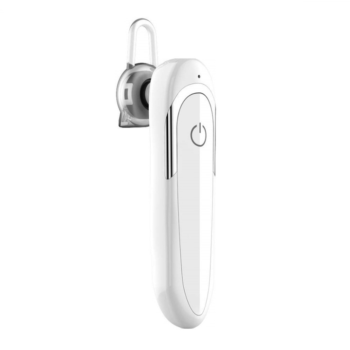 Casca mini bluetooth hands-free, wireless, Moloke D5 TWS, V4.1, alb, Android/iOS, microfon incorporat, sunet clar si puternic, controller volum, alb, D5