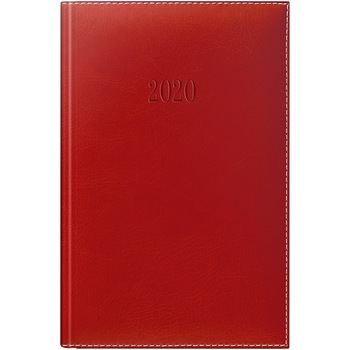 Agenda Herlitz, datata 2020, limba Romana, A5, 352 pagini, coperta din piele sintetica, DeLuxe, culoare rosu Agenda Herlitz, datata 2020, limba Romana, A5, 352 pagini, coperta din piele sintetica, DeLuxe, culoare rosu