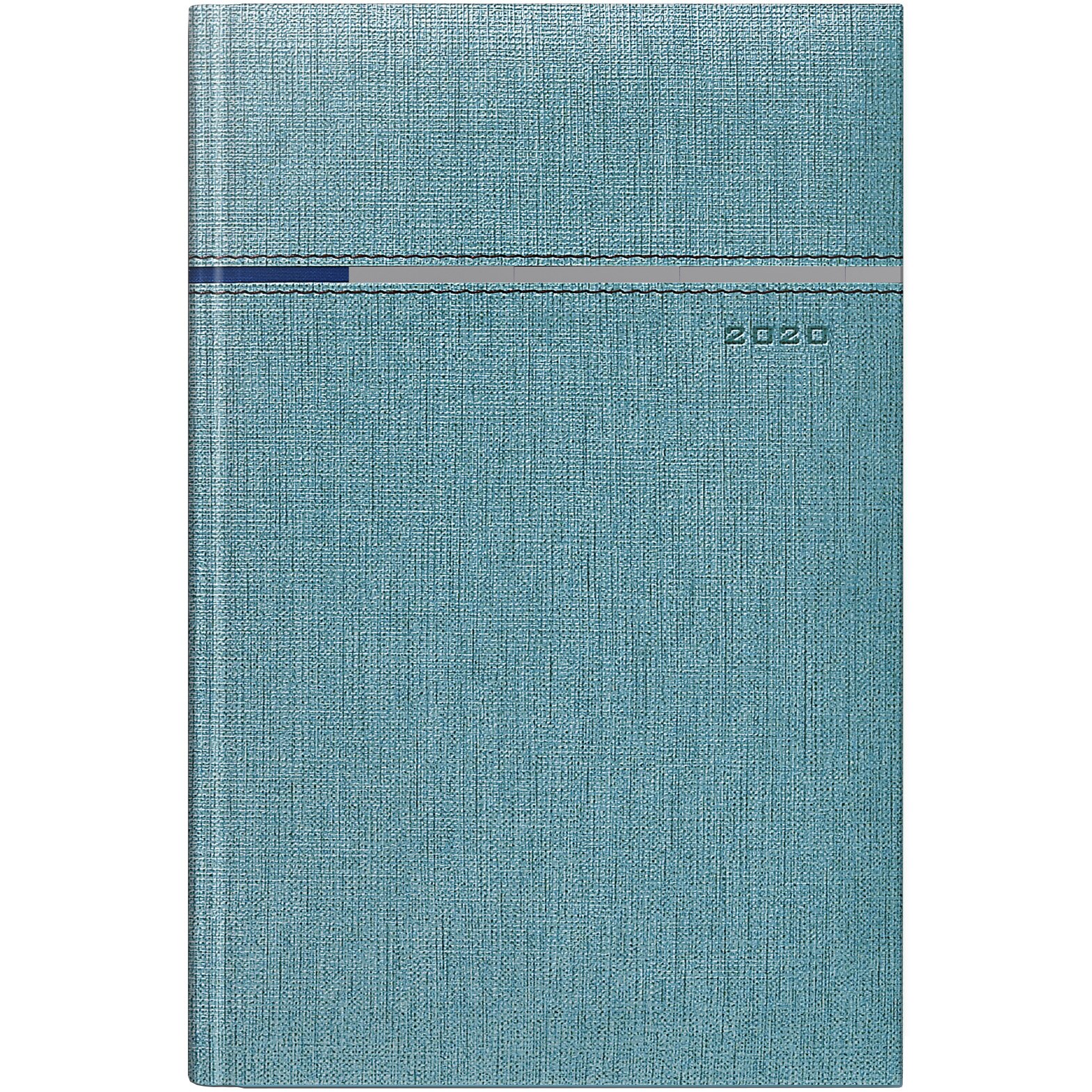 Agenda Herlitz, datata 2020, Flash, limba Romana, A5, 352 pagini, coperta din piele sintetica, culoare azuriu, margini argintii