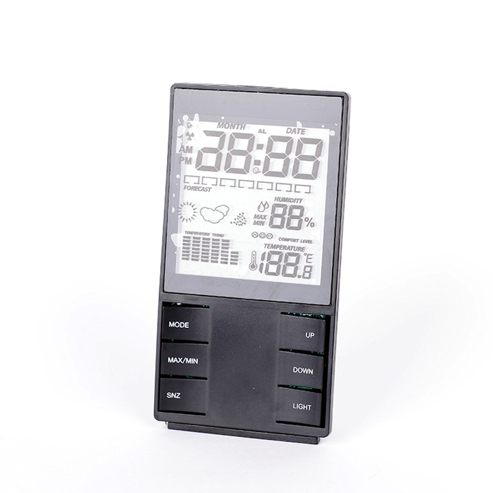 Метеостанция WIREMAN CX-505 Black, Термометър вътрешна температура, Влагомер, Часовник, Аларма, Черен