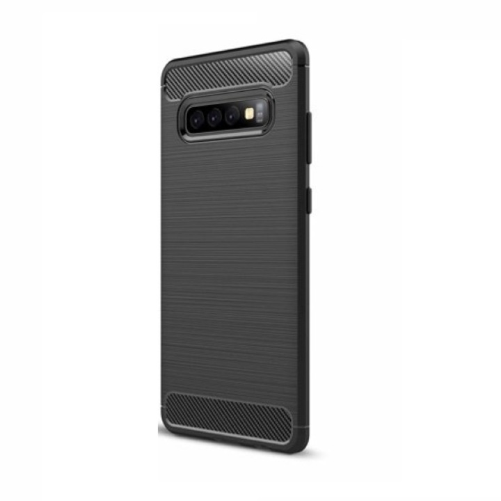 Husa compatibil cu SAMSUNG Galaxy S10 Plus, Carbon Flexibil, Negru