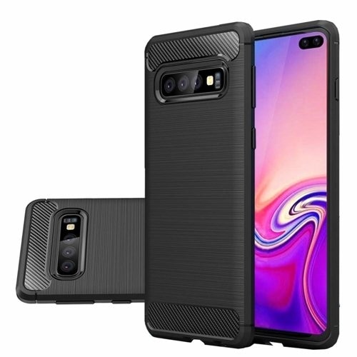 Husa compatibil cu SAMSUNG Galaxy S10 Plus, Carbon Flexibil, Negru
