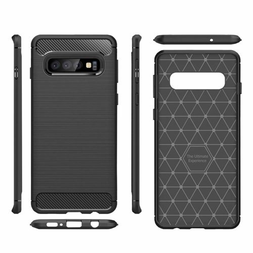Husa compatibil cu SAMSUNG Galaxy S10 Plus, Carbon Flexibil, Negru
