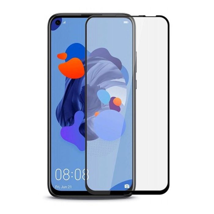 3D/5D Стъклен протектор за дисплей MBX закалено стъкло с цяло лепило - Huawei Mate 30 Lite, Черен