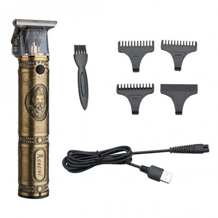 Aparat de tuns + Accesorii, Metal, Auriu