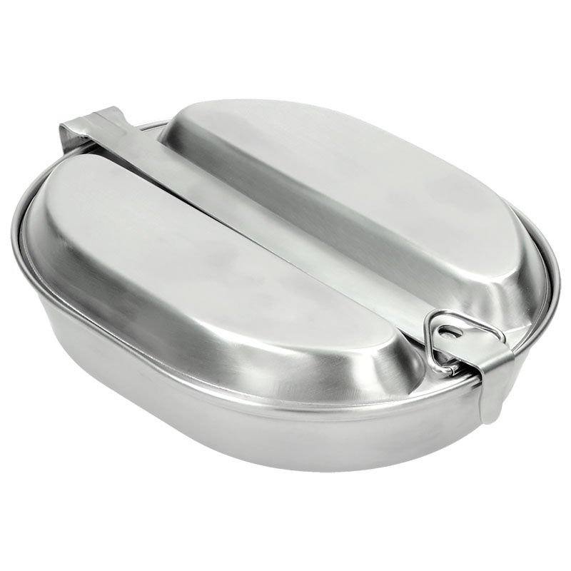 Castron metalic 2 in 1 MFH, Otel inoxidabil, Argintiu