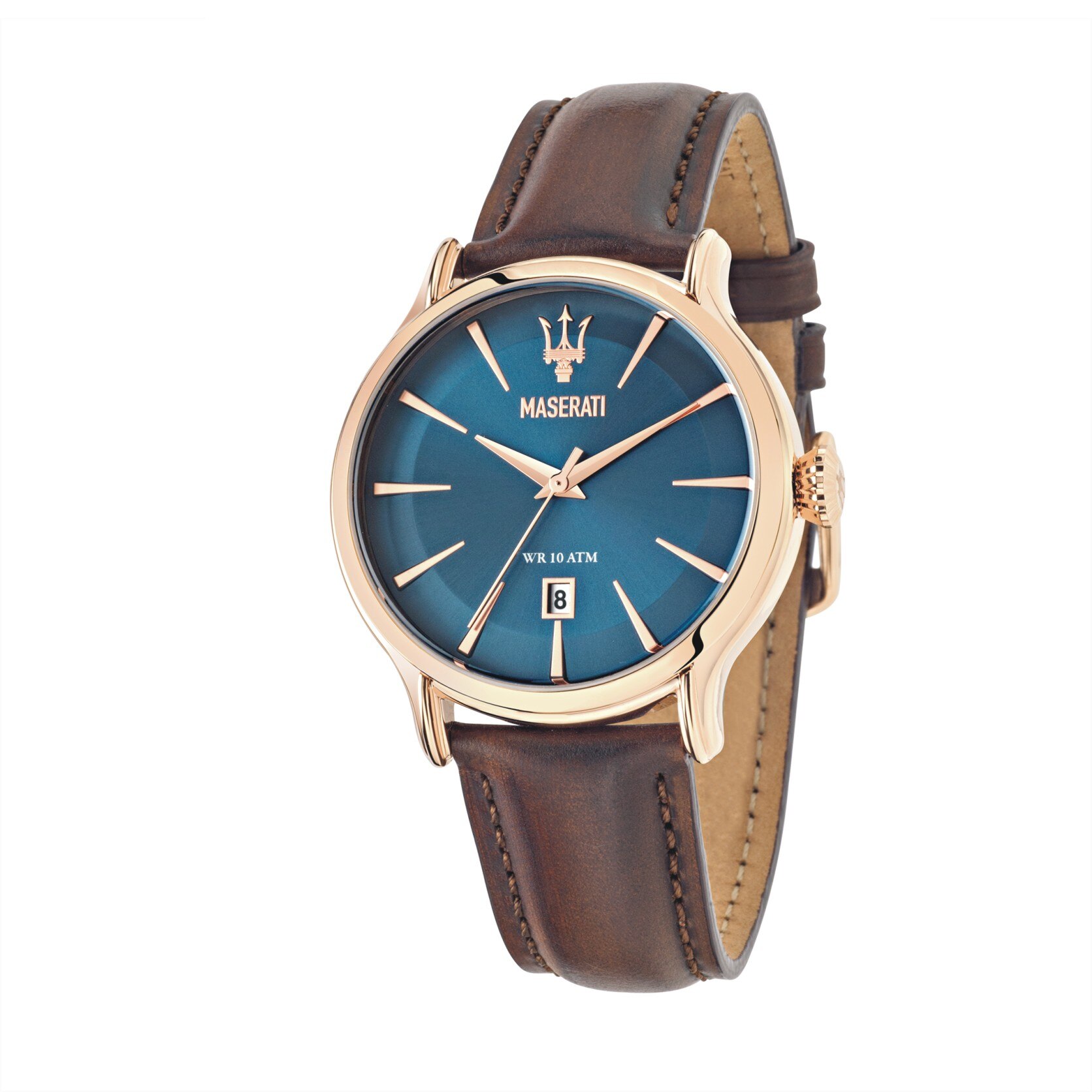 Ceas Maserati R8851118001, Epoca, barbatesc, Rose Gold, curea maro