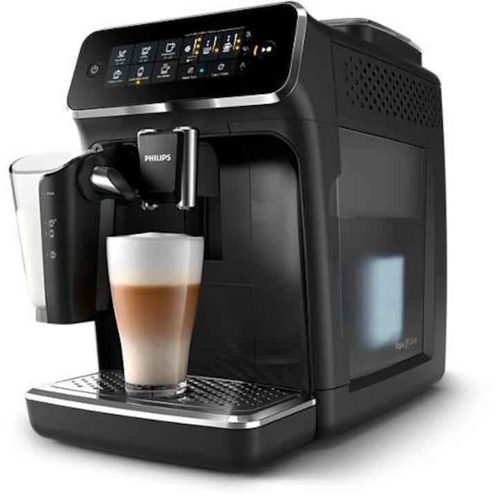 Автоматична еспресо машина Philips EP3241/50 Series 3200, 5 напитки, LatteGo, Сензорен дисплей, Черен гланц