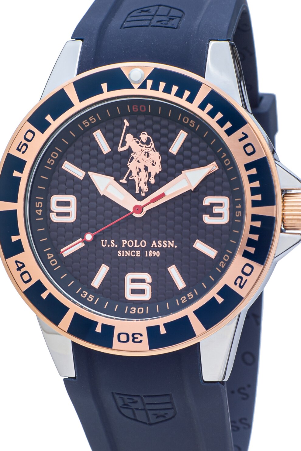 U.S. Polo Assn., Syroc karóra szilikonszíjjal, Tengerészkék U.S. Polo Assn., Syroc kerek karóra szilikonszíjjal