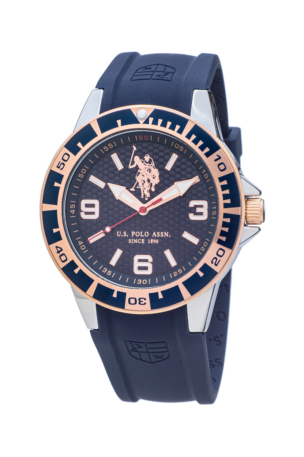 U.S. Polo Assn., Syroc karóra szilikonszíjjal, Tengerészkék U.S. Polo Assn., Syroc kerek karóra szilikonszíjjal