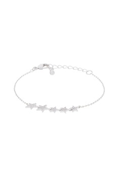 U.S. Polo Assn., Bratara din lant, cu talismane in forma de stea, Argintiu U.S. Polo Assn., Bratara din lant, cu talismane in forma de stea, Argintiu