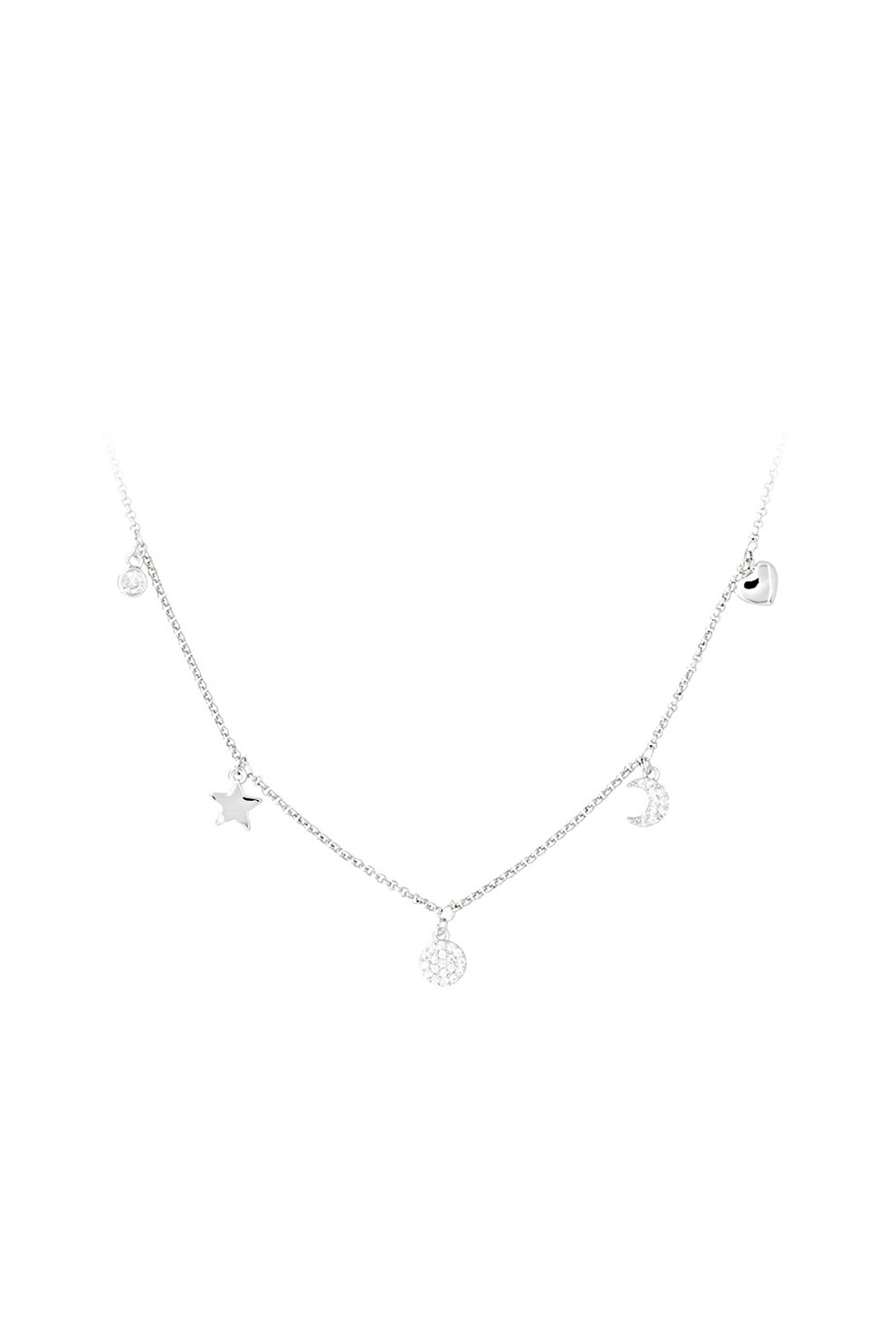 U.S. Polo Assn., Colier decorat cu pandantive si zirconia, Argintiu