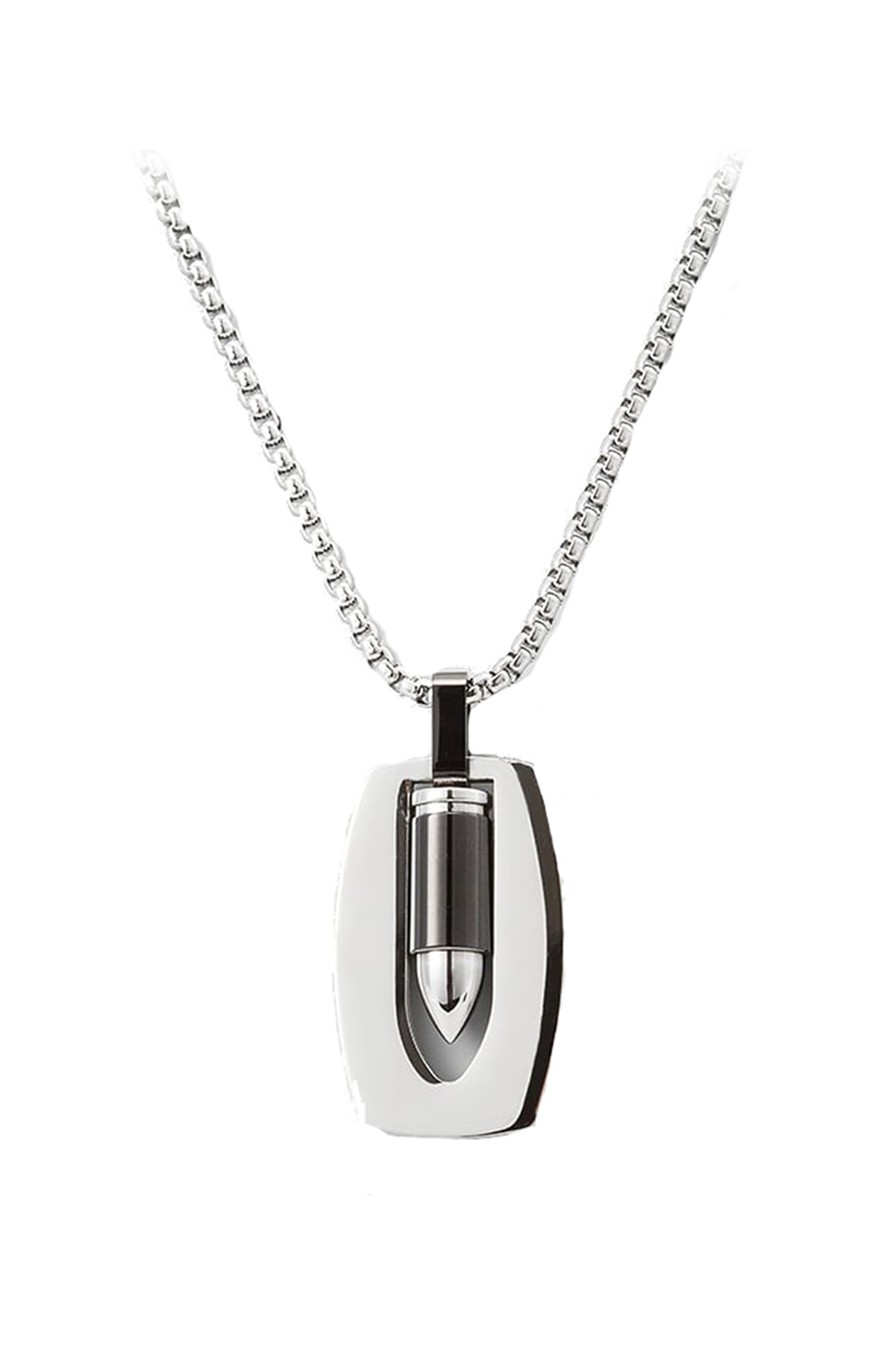 U.S. Polo Assn., Colier din otel inoxidabil cu pandantiv, Argintiu/Gri inchis