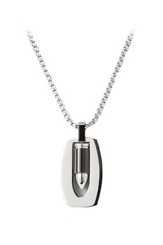 U.S. Polo Assn., Colier din otel inoxidabil cu pandantiv, Argintiu/Gri inchis U.S. Polo Assn., Colier din otel inoxidabil cu pandantiv, Argintiu/Gri inchis