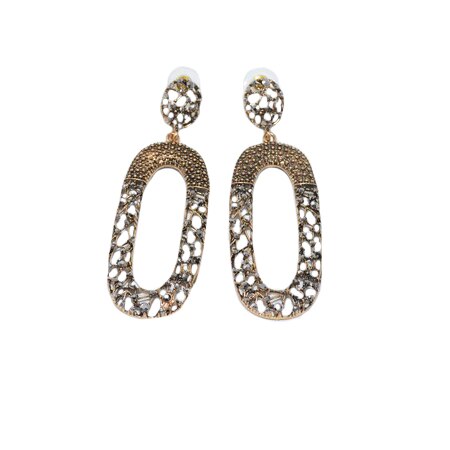 Cercei fashion, forma rotunda cu pietre semipretioase, tip alungit, D&J Exclusive, auriu