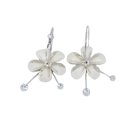 Cercei rafinati din cristale,forma de floare,D&J Exclusive,alb