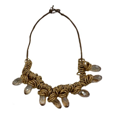 Colier cu inele si cristale semipretioase, D&J Exclusive, auriu