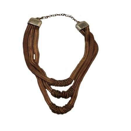 Colier din lanturi impletite si inele decorative, D&J Exclusive, auriu