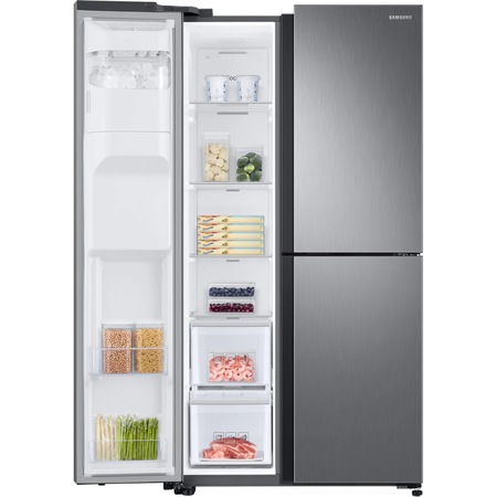 Side by side Samsung RS68N8650S9/EF, 608 l, Clasa A+, No Frost, Twin Cooling Plus, Compresor Digital Inverter, Display intern, Dispenser apa si gheata, Iluminare LED, H 178 cm, Inox