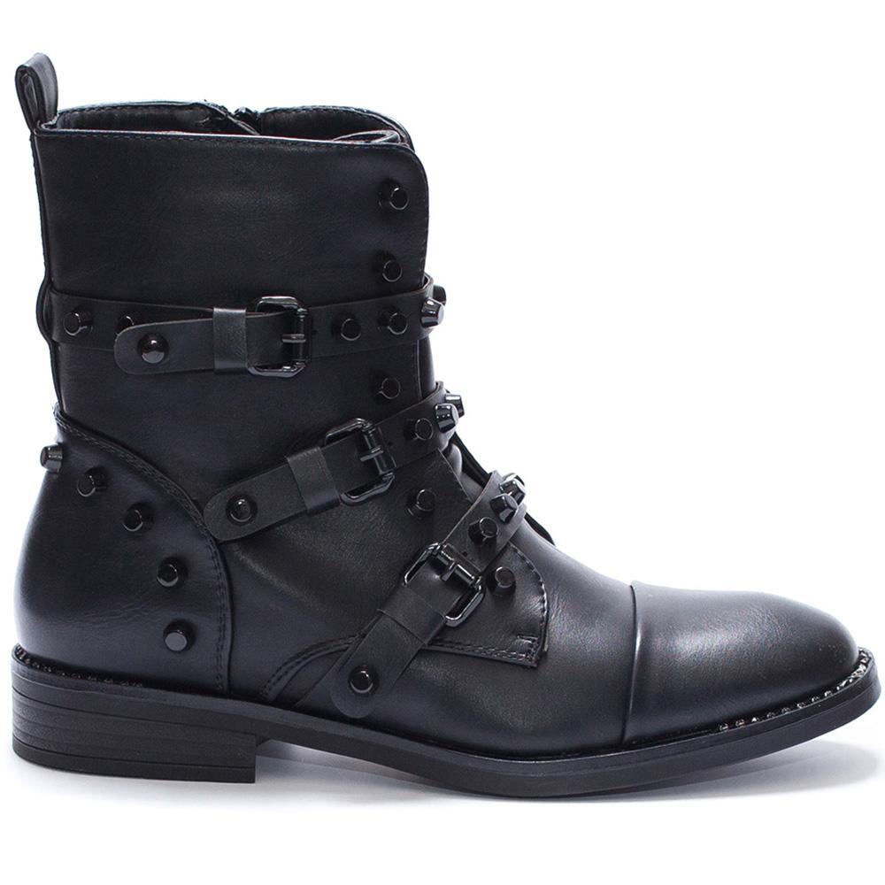 Ghete dama Paulette cu aplicatii metalice, Negru, Negru