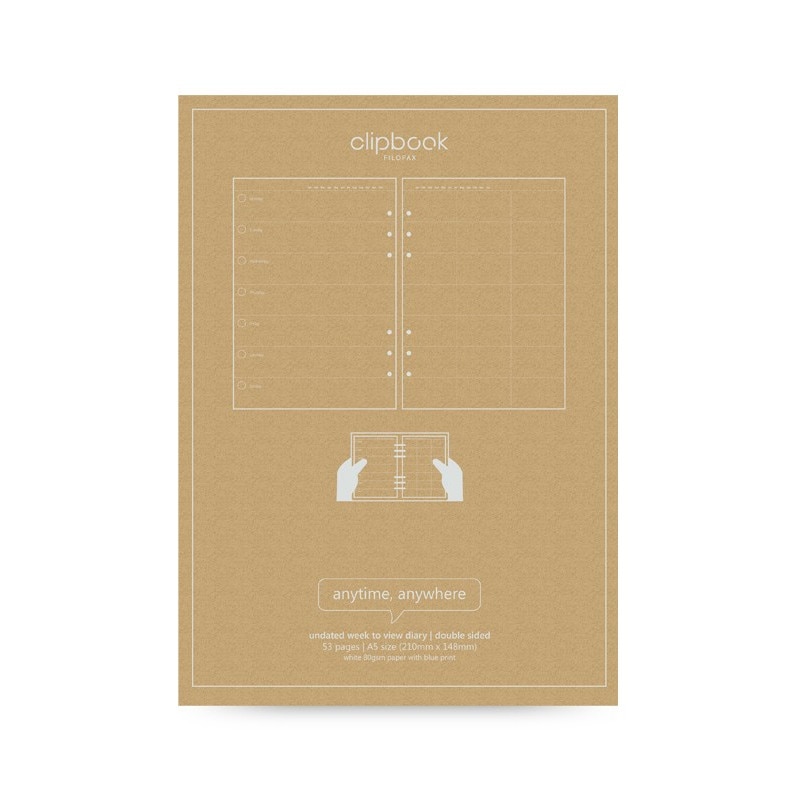 Rezerva hartie FILOFAX saptamanala 53buc/set A5, nedatata compatibila agenda Clipbook si Organiser Filofax