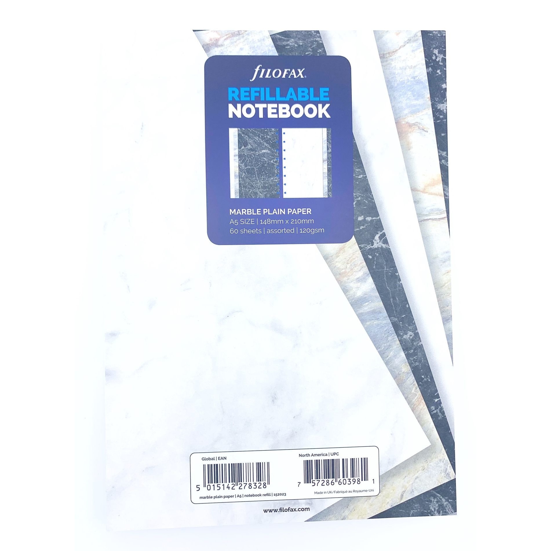 Rezerva hartie FILOFAX velina 60 buc/set A5, culoare marmura multicolora compatibila Notebook Filofax