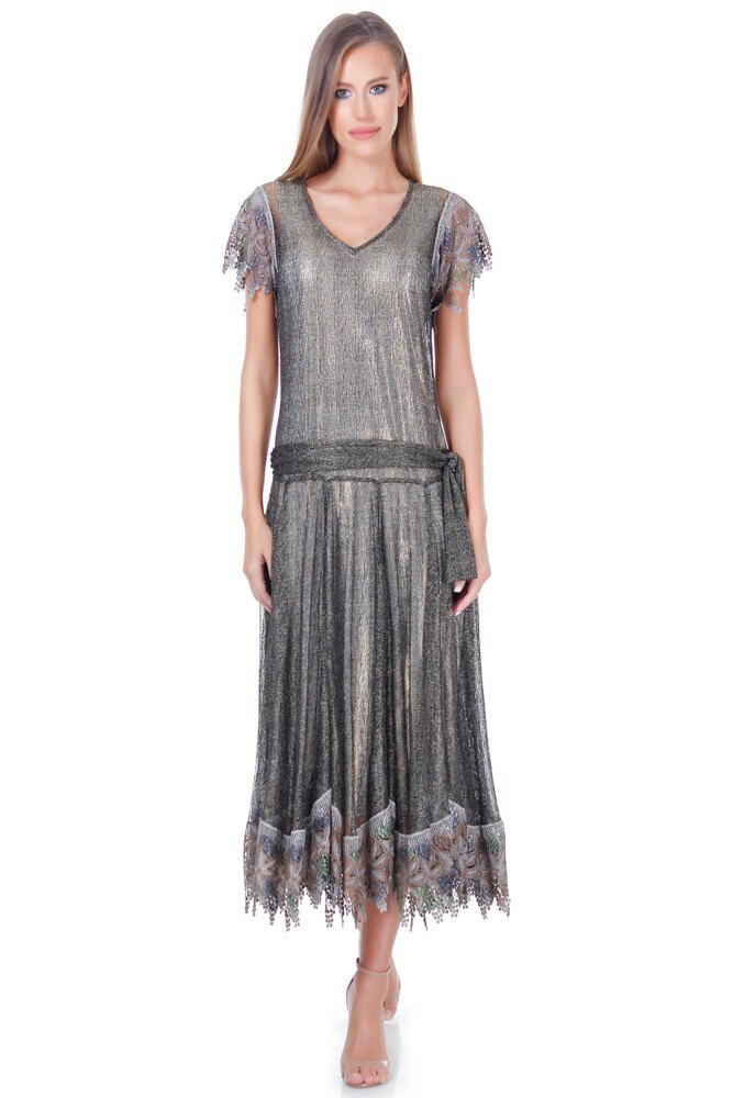 Rochie plasa auriu/negru Liza Panait ID-2E