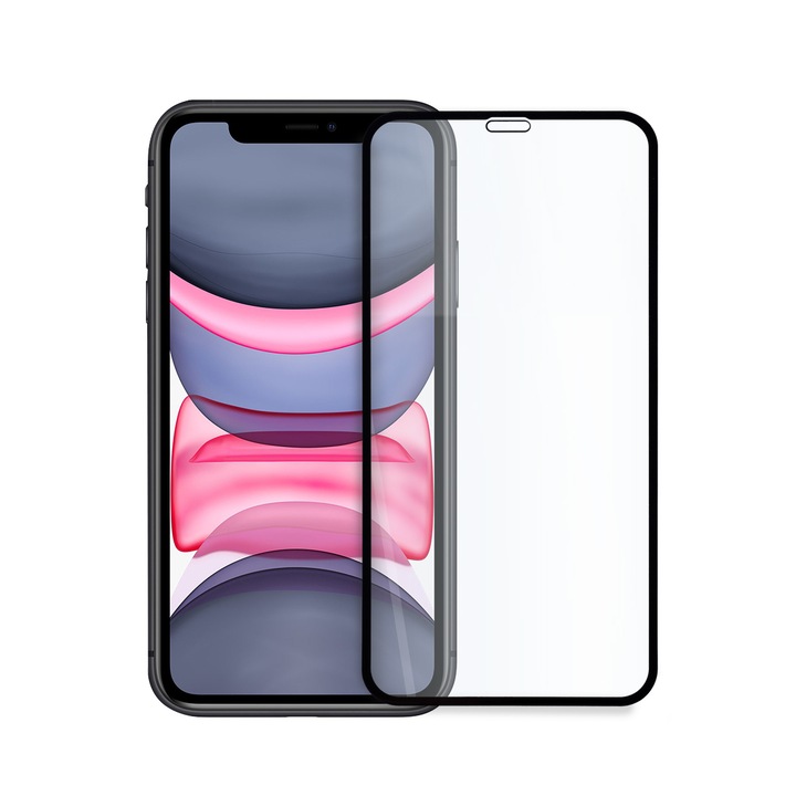 9D Full Face Стъклен протектор FENiX® за Apple iPhone 11, Черен