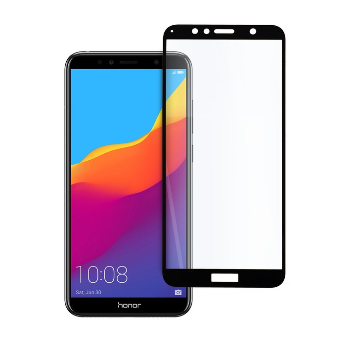 Folie telefon, TechArmor, Sticla, Pentru Huawei Honor 7A, Negru