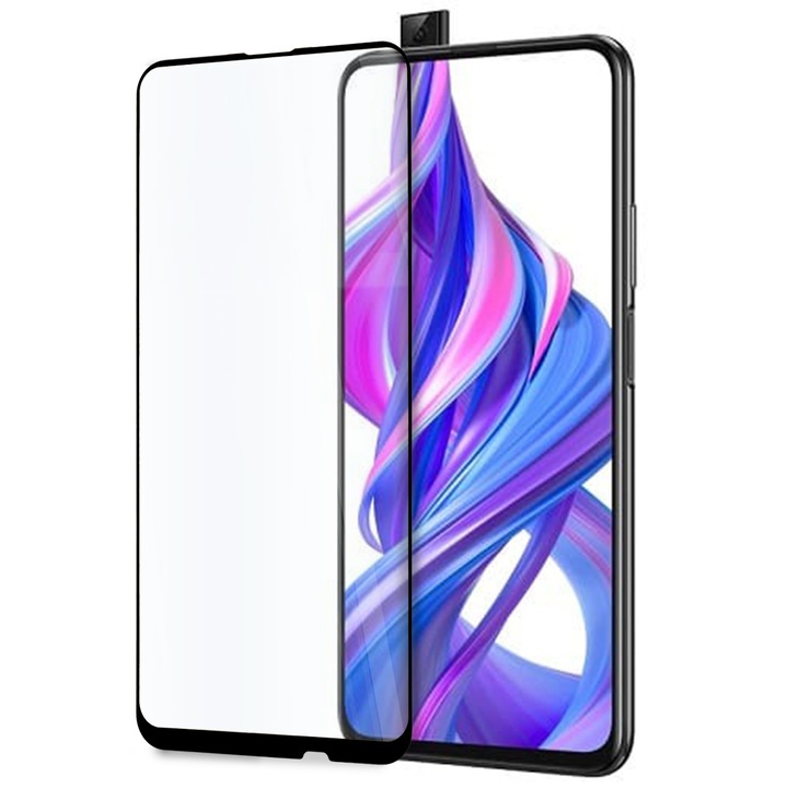 Стъклен Протектор Hicute за Huawei Honor 9X, за Цял Дисплей, Full Glue, Full Cover, Черен