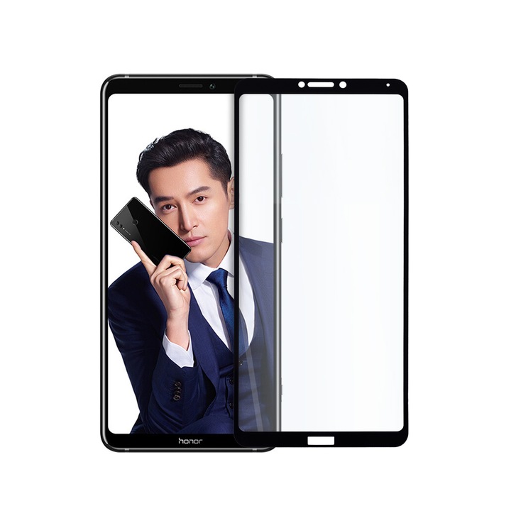 Стъклен Протектор за Huawei Honor Note 10, 9D Технология, Full Glue, Full Cover, Черен