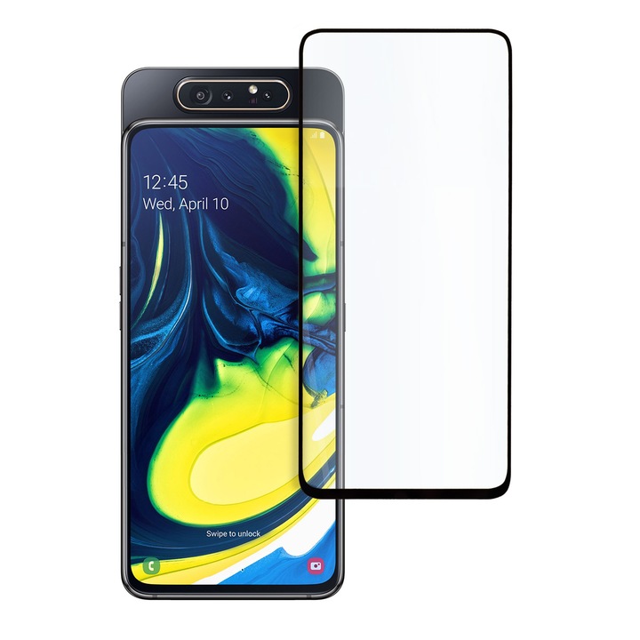 Protector de sticla, pentru Samsung Galaxy A80, 5D, sticla securizata, negru