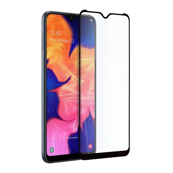 Folie protectie telefon, sticla Hicute pentru Samsung Galaxy A10, pentru Full Display, Full Glue, Full Cover, Negru