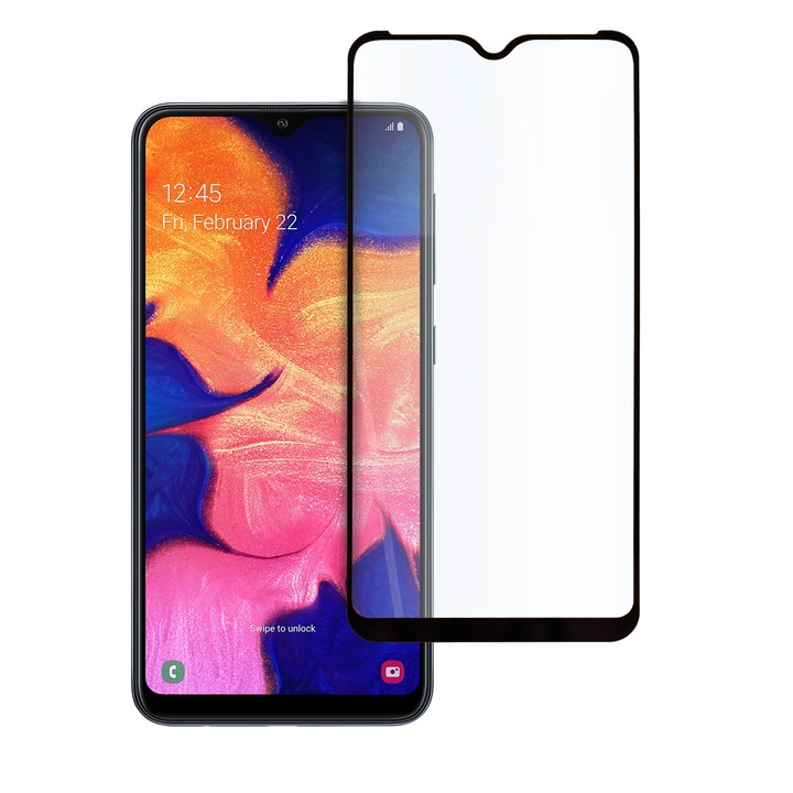Протектор Tech Armor, за Samsung A10/A10s, 9D, Цялостно залепване и покритие, Черен