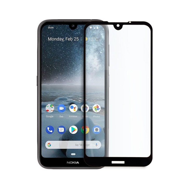 Стъклен протектор Full Glue за Nokia 4.2, Tempered Glass, Цялостно покритие и залепване, Черен