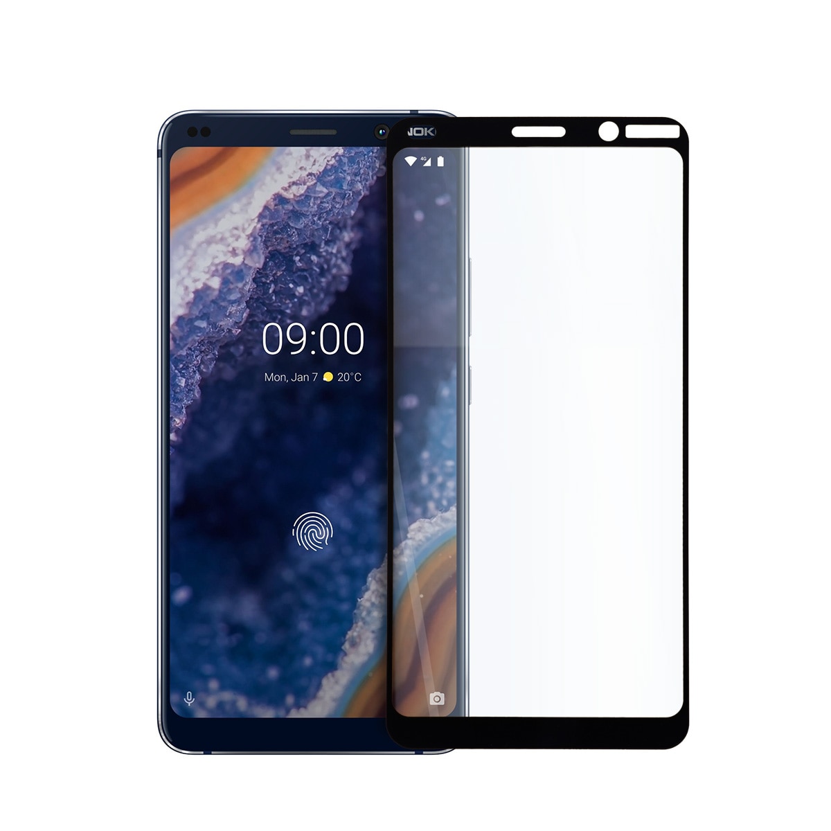 Folie de Sticla pentru Nokia 9, Full Glue, Full Cover, Negru