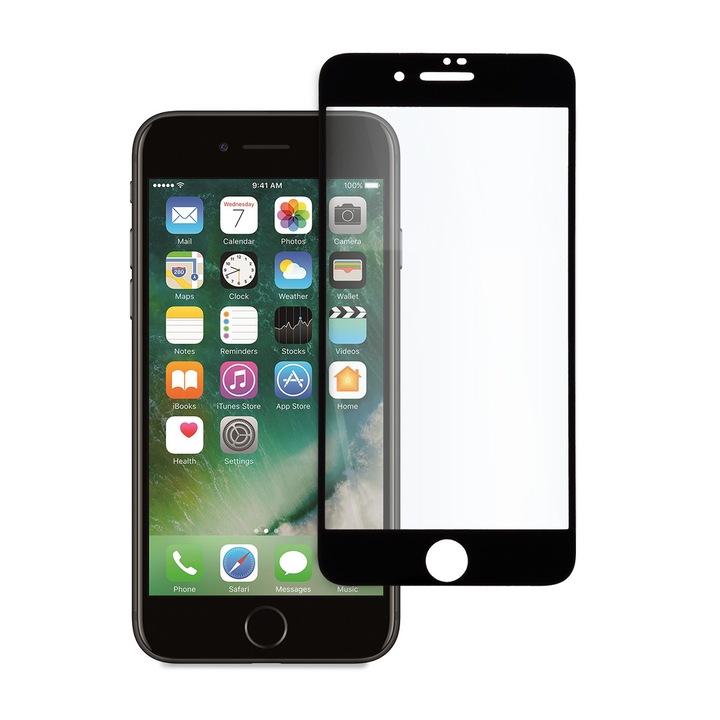 Стъклен Протектор за Apple iPhone 8, AntiShock, Full Coverage, Черен