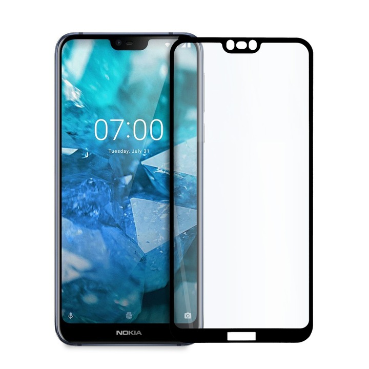 Стъклен Протектор Tech Armor за Nokia 7.1 за Дисплей, 5D Технология, Закален, Черен