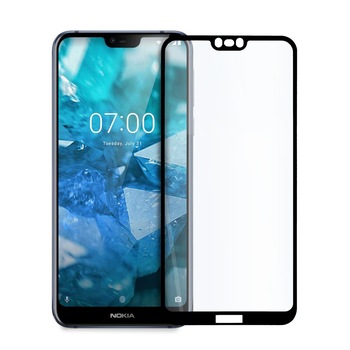 Folie Sticla 9D Full Cover compatibila cu Nokia 7.1, Premium Quality, Negru Folie Sticla 9D Full Cover compatibila cu Nokia 7.1, Premium Quality, Negru
