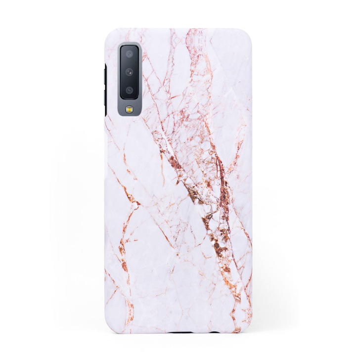 Luxus kemény tok fehér márványból aranyszálakkal, Samsung Galaxy A7 (2018), tok