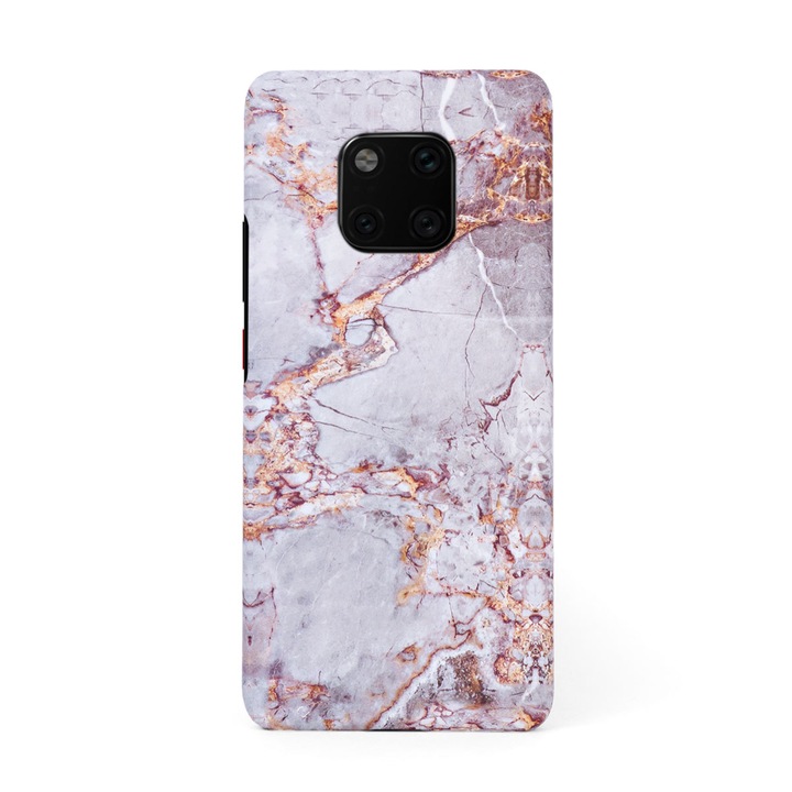 Луксозен твърд кейс/калъф в дизайн Silver Marble with Gold Threads за Huawei Mate 20 Pro, Case