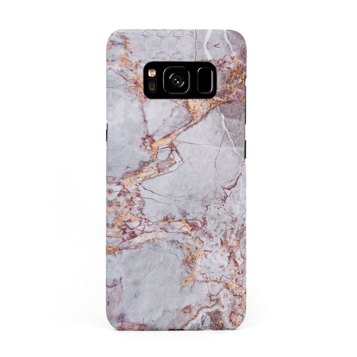 Кейс Crystal Case за Samsung Galaxy S8 в дизайн Silver Marble with Gold Threads, Многоцветен